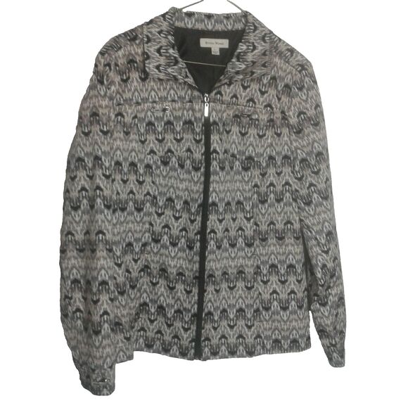 Studio Works Womans Size L Black White gray Beige Jacket zip up - Picture 1 of 5